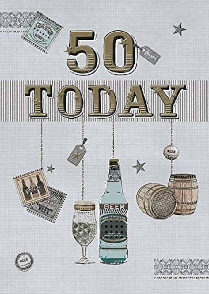 image 1 of 50 TODAY BIRTHDAY CARD BLUE & GOLD MALE BIRTHDAY CARD H876