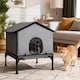 image 2 of PawHut Outdoor Cat House, Waterproof Insulated Cat Kennel with Elevated Base, Cushion, Foldable Feral Kitty Shelter for Indoor Outdoor Kittens, Grey