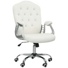 Vinsetto Home Office Chair with Adjustable Height Tilt Function Cream White | Cream | White | One Size