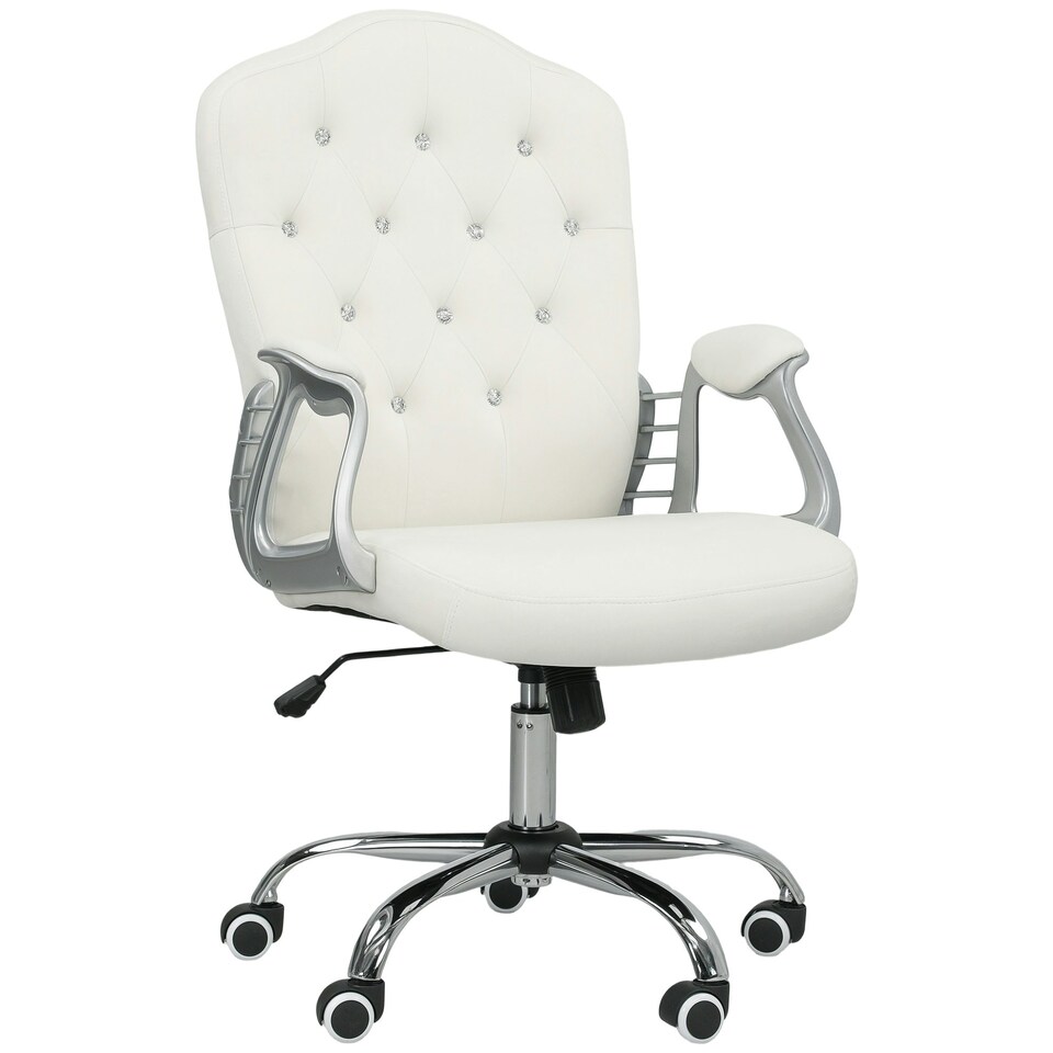 image 1 of Vinsetto Home Office Chair with Adjustable Height Tilt Function Cream White | Cream | White | One Size