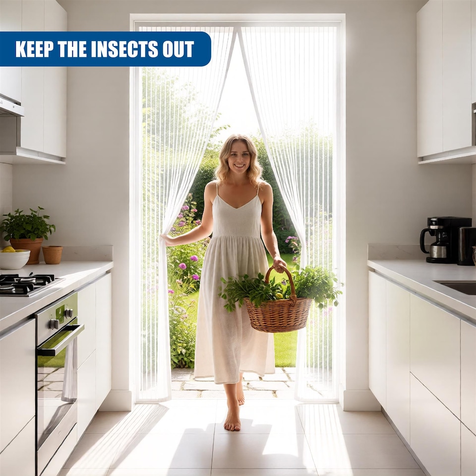 image 1 of GEEZY Magnetic Fly Screen Door Curtain 90x120cm White Mesh Insect Screen Mesh