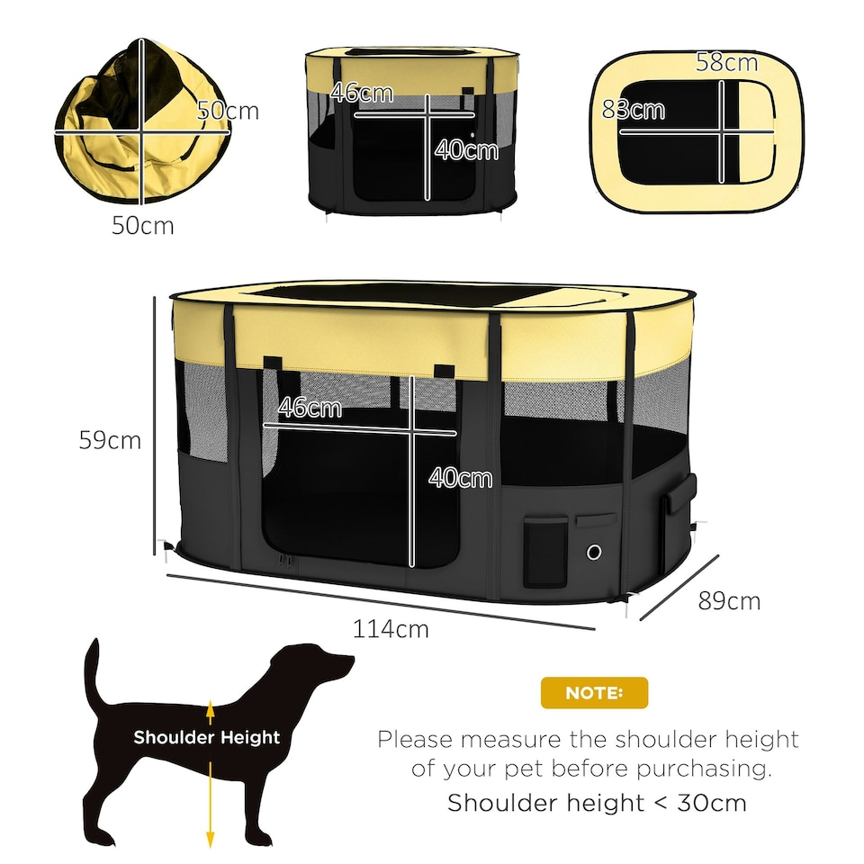 image 1 of PawHut Portable Dog Pen for Puppies, Rabbits, Kittens, Guinea Pigs - Yellow