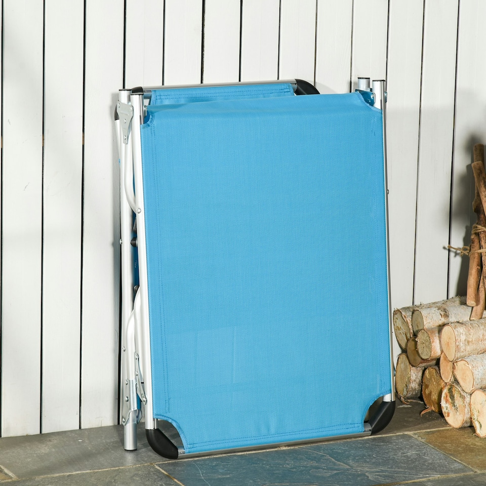image 1 of Outsunny Folding Outdoor Reclining Sun Lounger Chair Aluminium Frame Blue