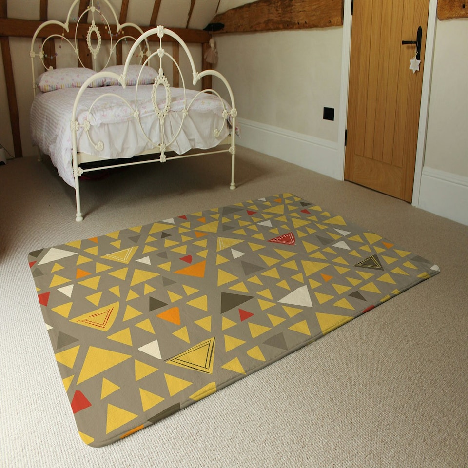 image 1 of Yellow Geometric Triangles (Rug) Yellow | Medium: 80x150cm