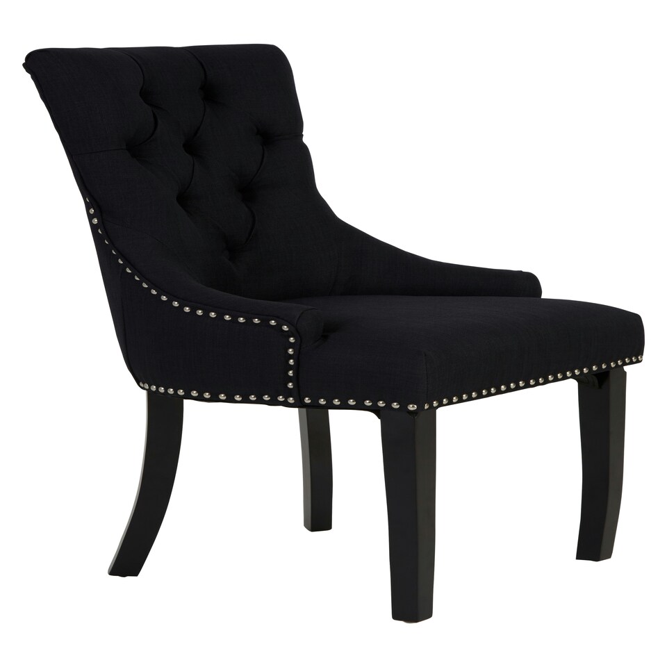 image 1 of Interiors by Premier Black linen Dining Chair, Comfortable High Back Office Chair, Aesthetic Linen chair for Living Room