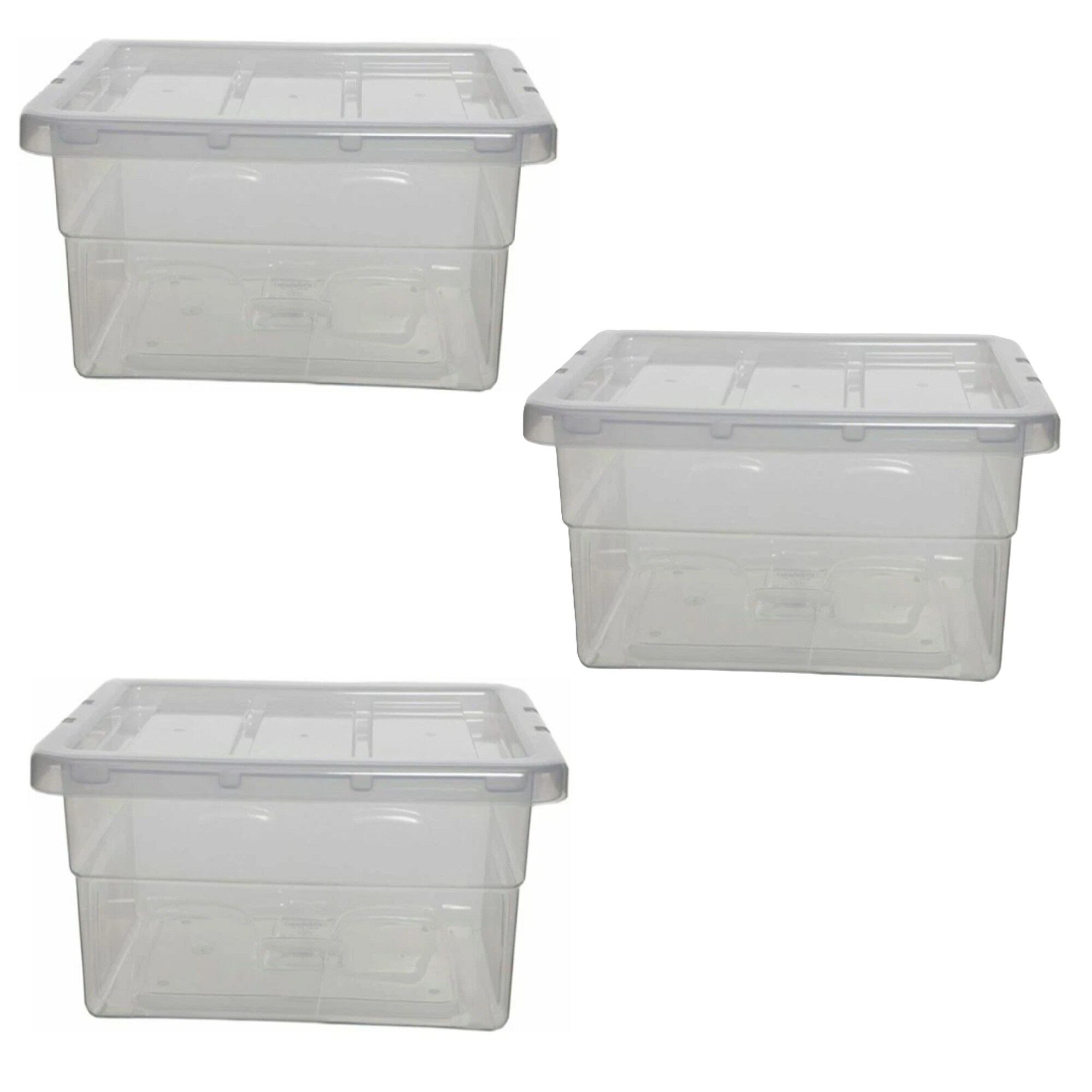 Whitefurze Spacemaster Mini 12L Stackable Storage Boxes, Clear, Pack of 3