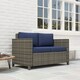 image 9 of Outsunny Rattan Sofa, 2 Seater Garden Furniture with Soft Padded Cushion and Armrests, Wicker Garden Loveseat for Patio, Navy Blue | Blue | Two Seater
