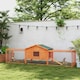 image 2 of PawHut Rabbit Hutch, Wooden Bunny House w/ Tray & Ramps, for Garden, Orange