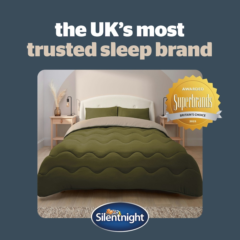 image 1 of Silentnight 10.5 Tog Seersucker Coverless Duvet and Pillowcase Set N/A | Olive/Natural | King