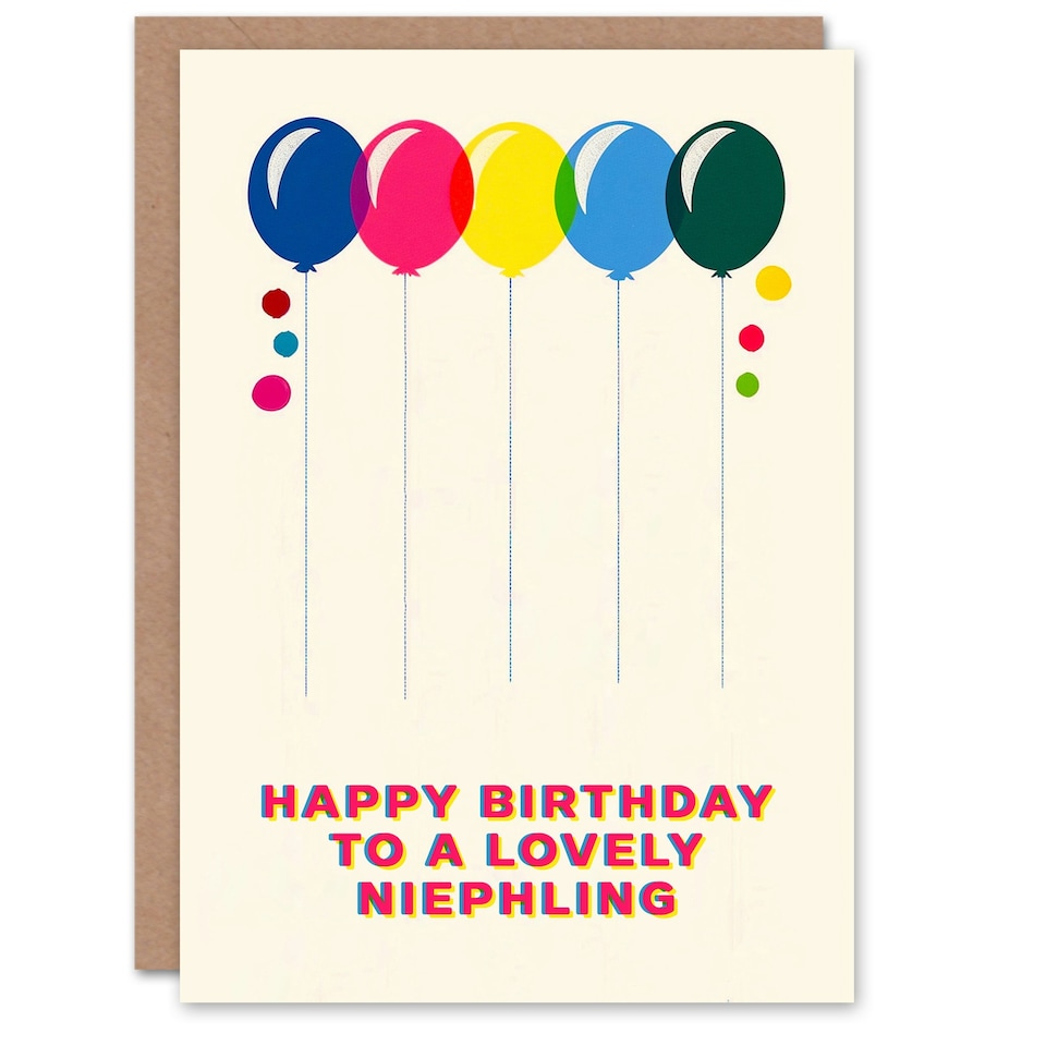 image 1 of Lovely Niephling Colourful Balloons Rainbow Birthday Card