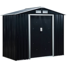 Outsunny 7 x 4ft Garden Shed Storage with Foundation Kit and Vents, Dark Grey