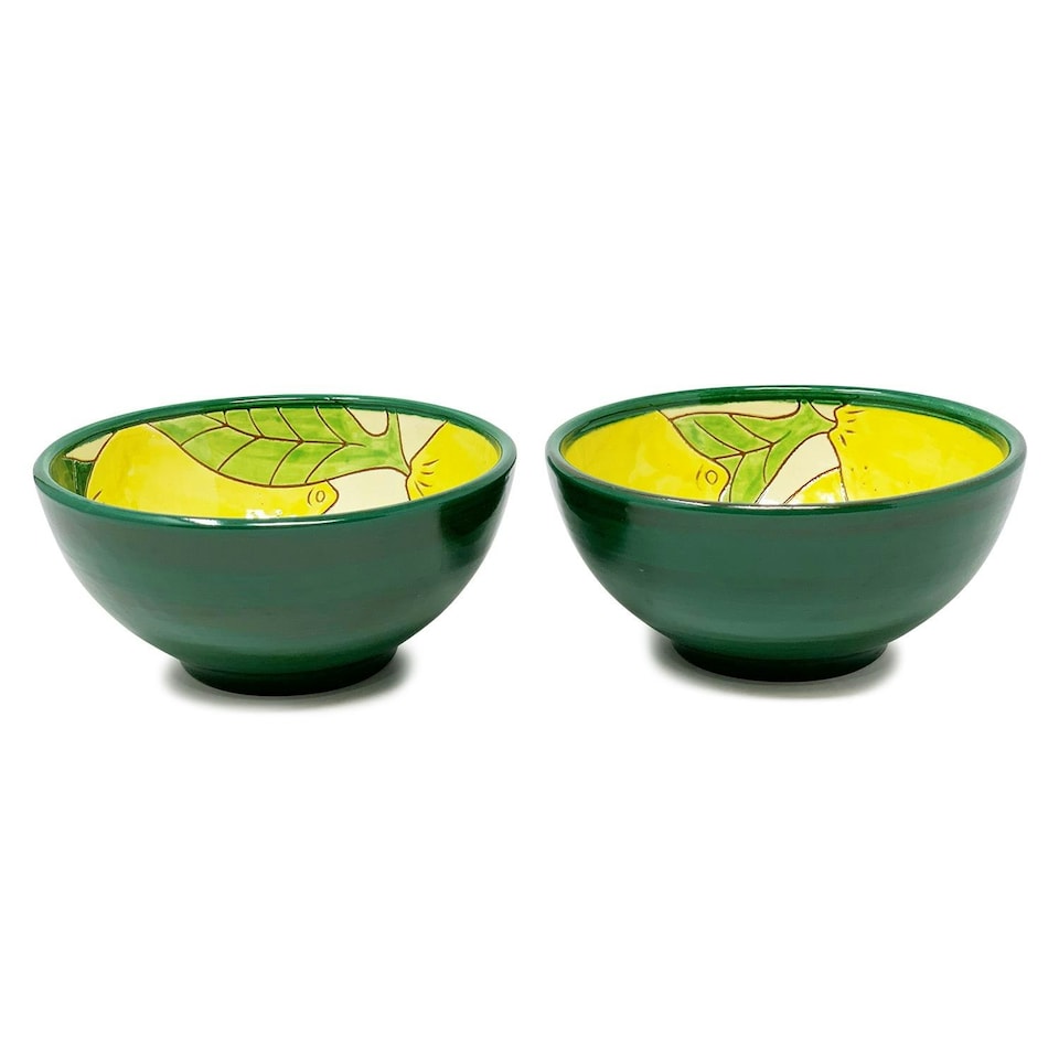 image 1 of Verano Spanish Ceramics Signature Set of 2 Appetiser Bowls - 15cm Lemons | Multi | 2