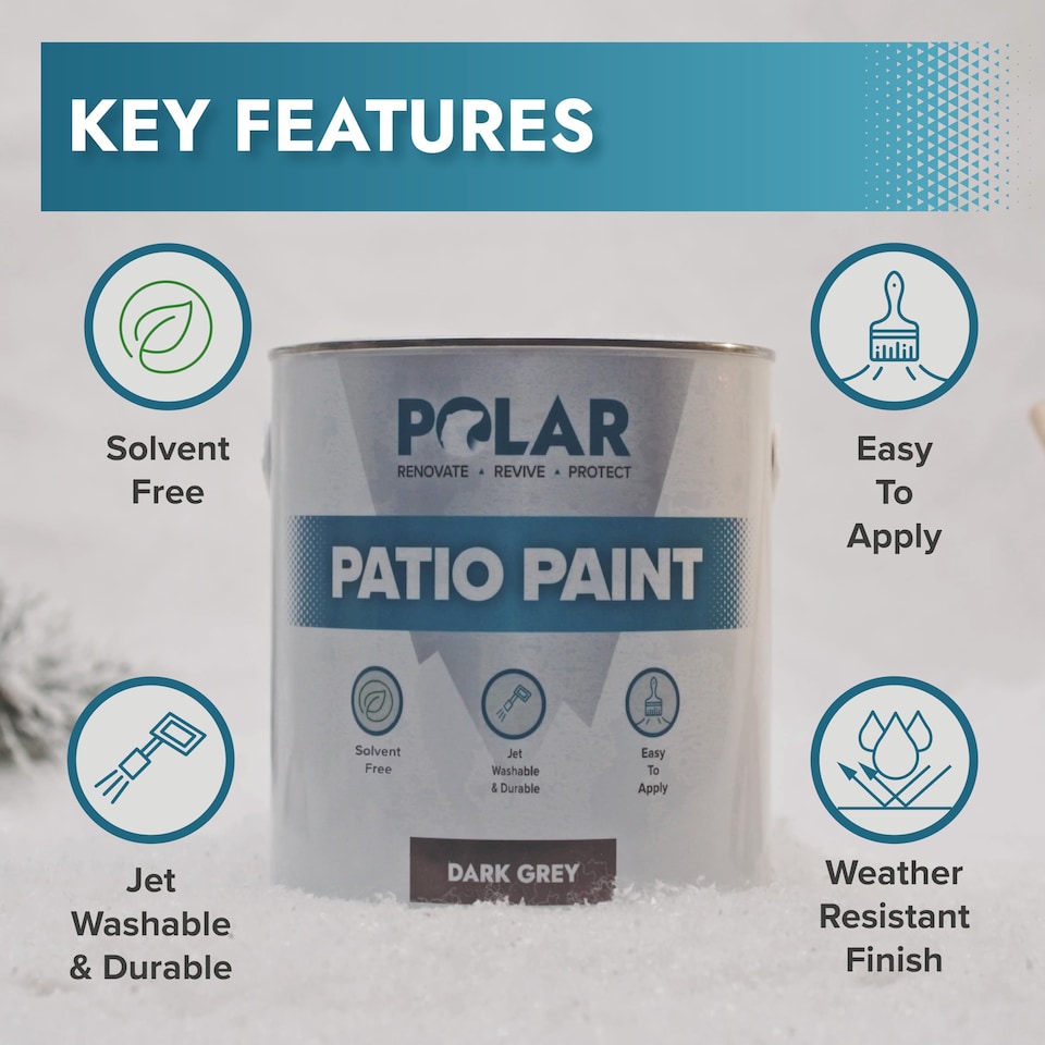 image 1 of Polar Patio Paint Durable Outdoor Floor Paint for Concrete | Grey | Light Grey | 5 litre
