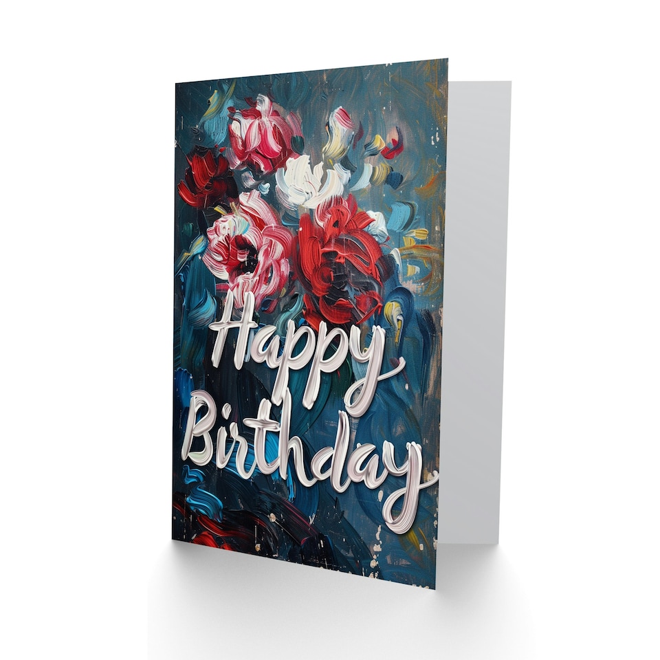 image 1 of Abstract Roses Flower Bouquet Oil Woman Her Birthday Card
