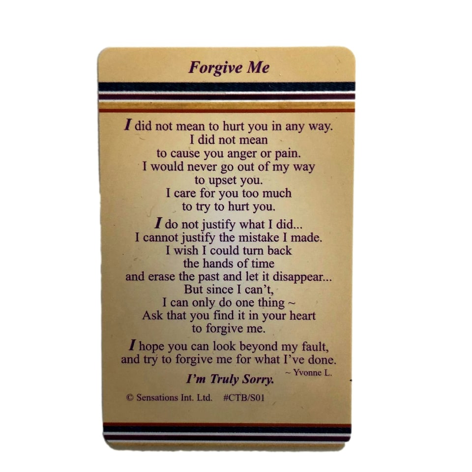 image 1 of Forgive Me Sentimental Keepsake Wallet / Purse Card SORRY