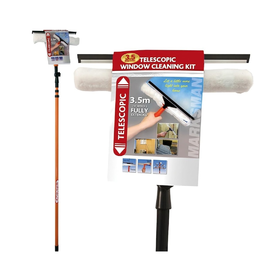 image 1 of 3.5m Telescopic Extending Window Cleaner Kit Glass Clean Multi Use