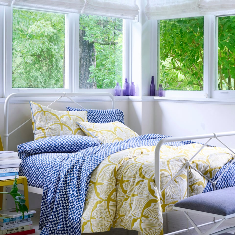 image 1 of Martex Yellow Feather Palm Duvet Cover Set Yellow Double Yellow | Double
