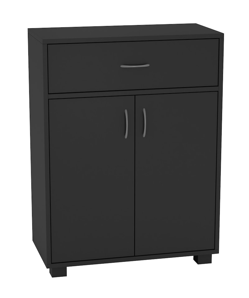 image 1 of Cabinet With Doors and Drawer | Black | 76 x 32 x 15.5 | 1