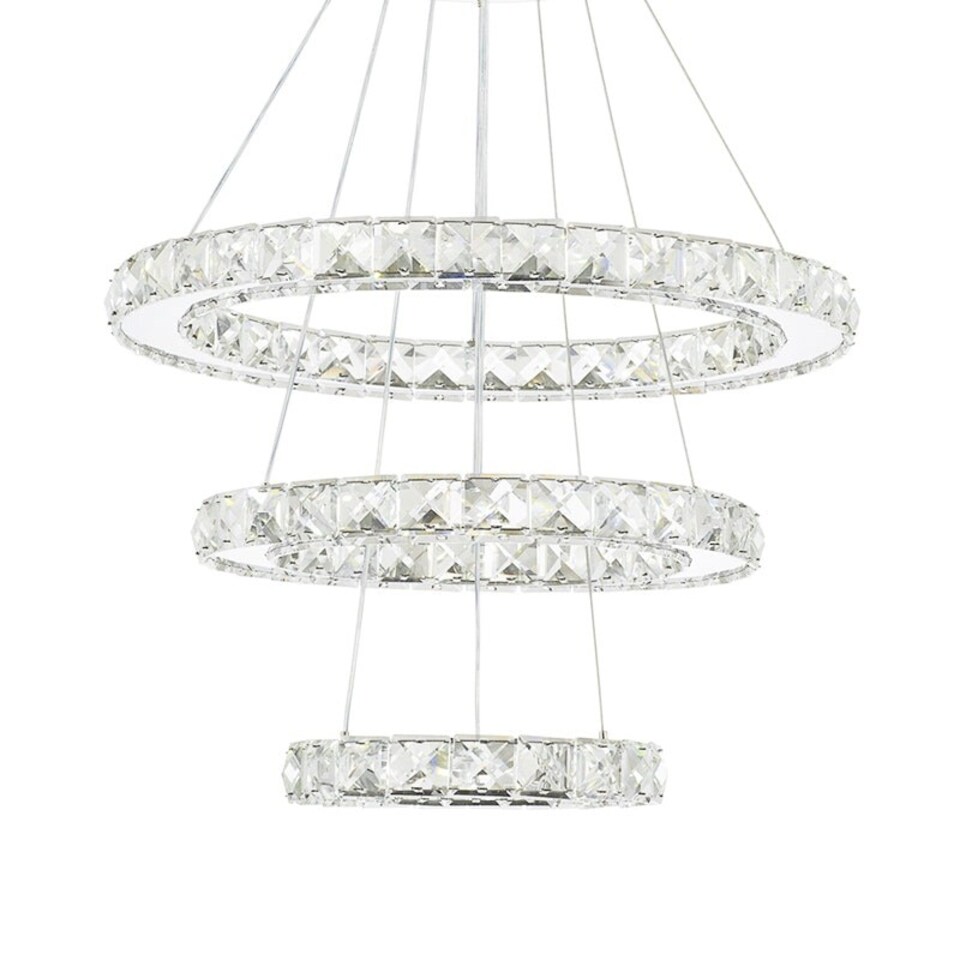 image 1 of Living and Home Modern 3-Tier Adjustable Crystal LED Pendant Light