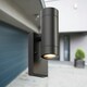 image 4 of Set of 2 Blaze - Black Outdoor Up Down Photocell Sensor Wall Lights Black | Clear