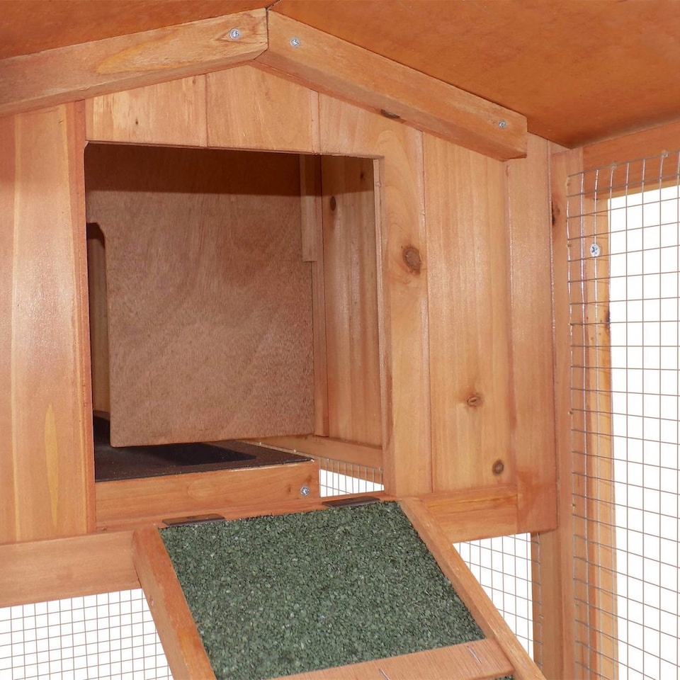 image 1 of Actiaspet - Portable Wooden Rabbit Hutch with Run (Fir & Plywood) | 147cm x 52cmx 85.5cm