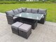 image 3 of Fimous High Back Corner Rattan Garden Furniture Sofa Dining Rising Table Height Adjustable 8 Seater 2 Small Foot Stools