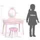 image 2 of COSTWAY Pretend Makeup Dressing Table Kids Vanity Table Pink