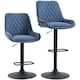 image 1 of HOMCOM Breakfast Bar Stools Set of 2 with 51x40cm Wide Seat, Height Adjustable Kitchen Counter Chairs, Retro Swivel Upholstered Barstools with Back, Footrest and Steel Base, Dark Blue | Blue | Blue