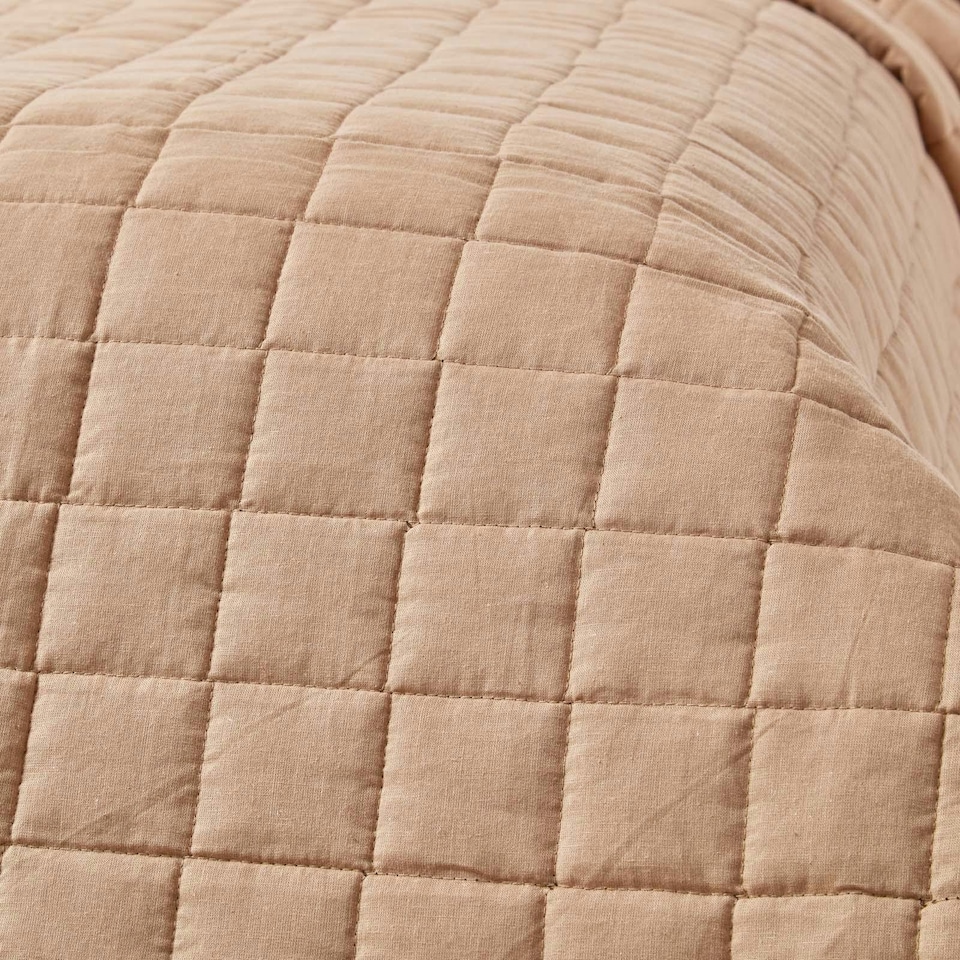 image 1 of Homescapes Cotton Quilted Reversible Bedspread Chocolate Mink Brown - 200 x 200 cm