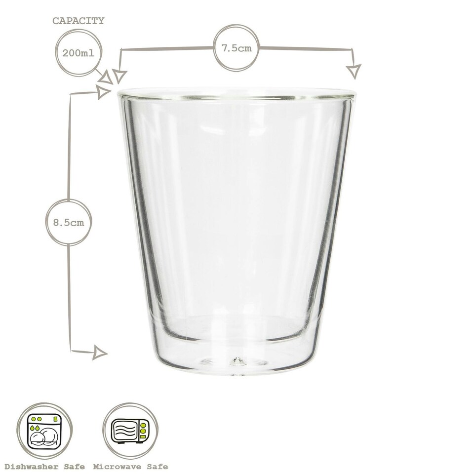 image 1 of Rink Drink Double-Walled Glasses Set - 200ml - Pack of 6 Clear