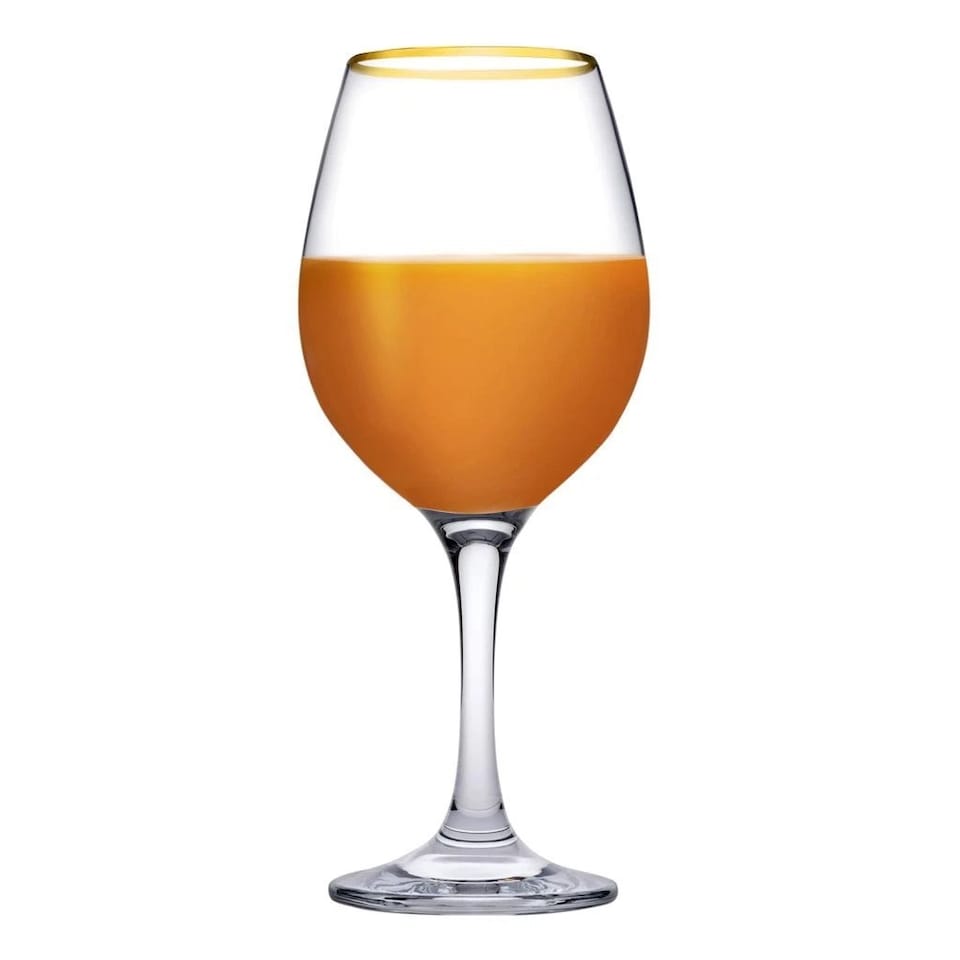 image 1 of Amber Gold Rimmed Wine Glass Drinking Glasses Sets Gift | Clear | Clear