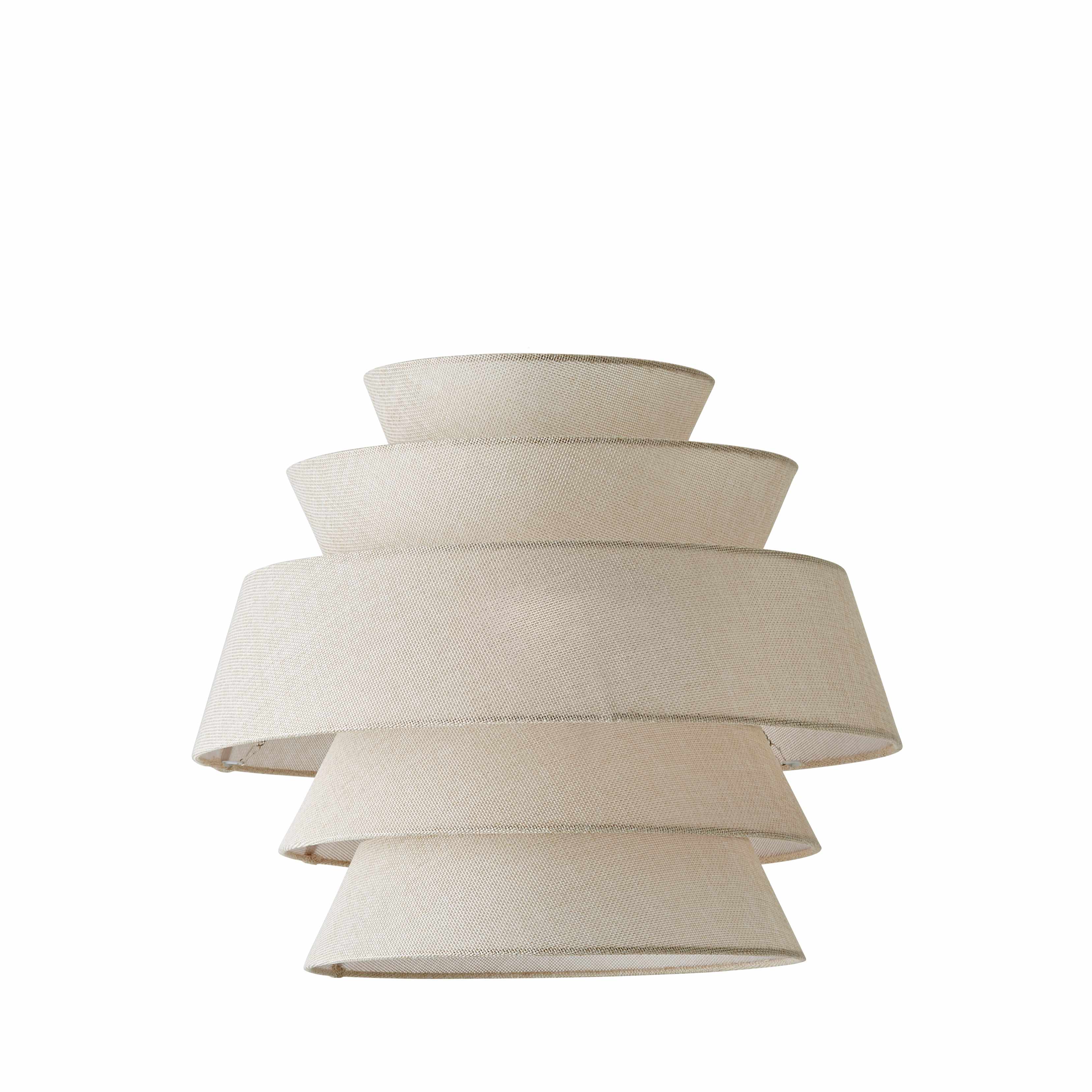 ValueLights Valerie Linen 5 Tier Easy Fit Drum Ceiling Light Lamp Shade with Bulb in Natural