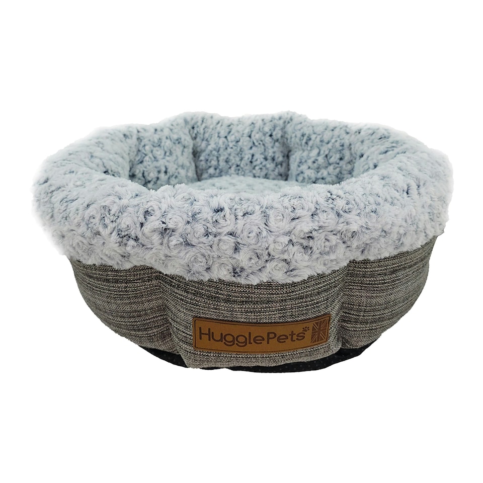 image 1 of HugglePets Donut Plush Oval Dog Bed - Small Granite & Ivory