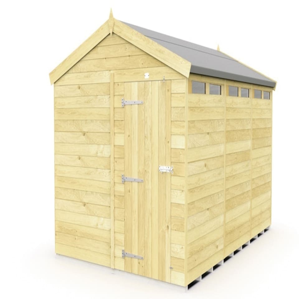 image 1 of 8 x 12 Feet Apex Security Shed - Single Door - Wood - L358 x W231 x H217 cm | Brown