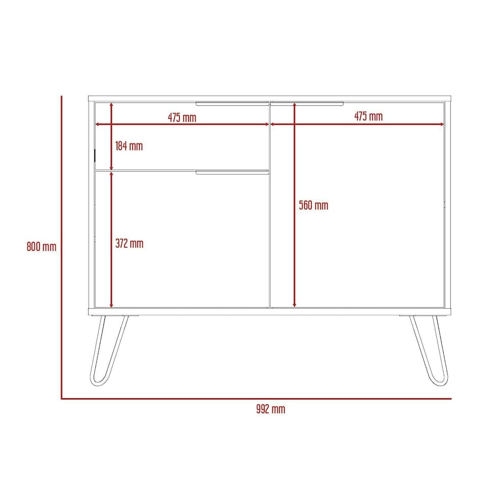 image 1 of Vegas, Small Sideboard With 2 Doors And Drawer Brown