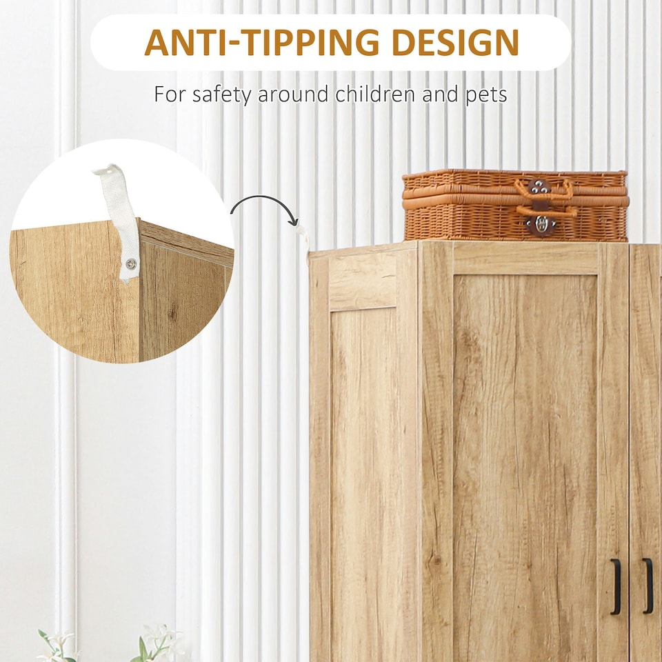 image 1 of HOMCOM 2 Door Wardrobe with 2 Drawers and Hanging Rail for Bedroom