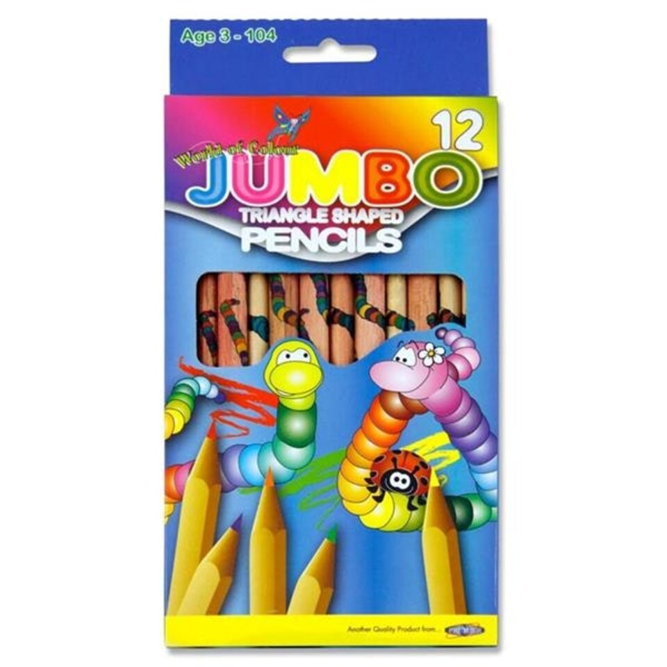 image 1 of Pack of 12 Jumbo Triangle Easy Grips Colour Pencils by World of Colour