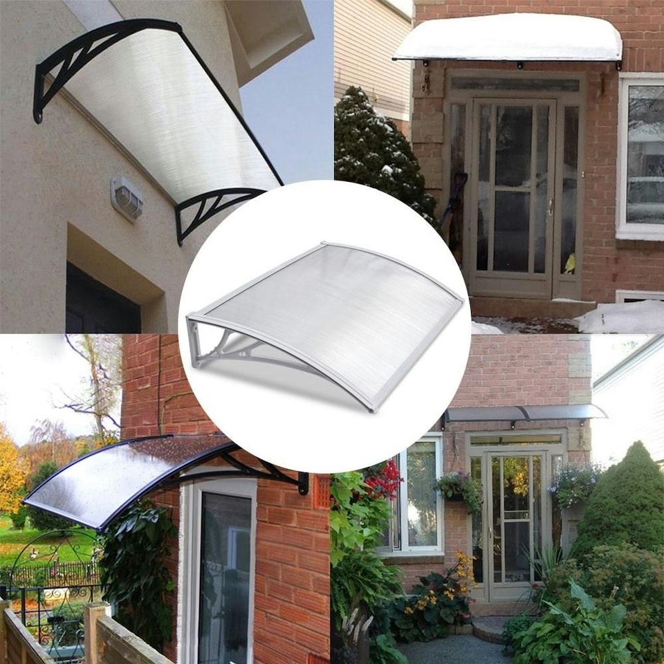image 1 of Yaheetech 120 cm x 76 cm Front Door Canopy Outdoor Awning Black White