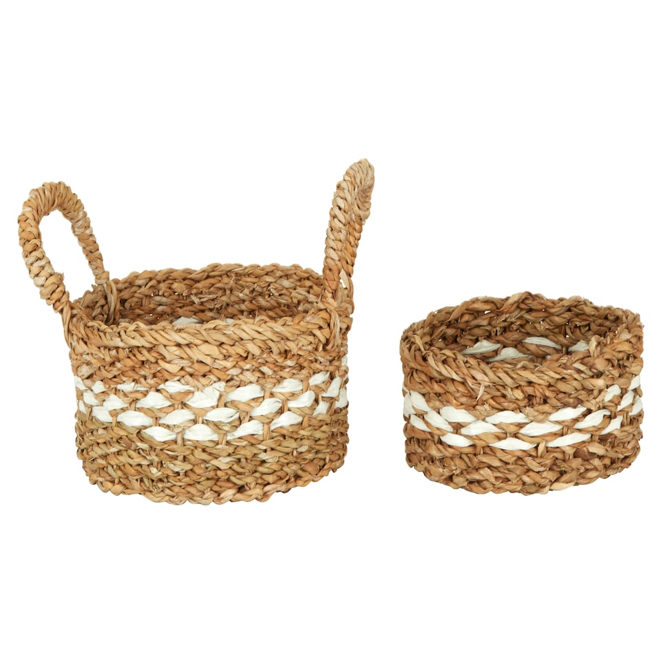 image 1 of Lidi Set of Two Low Seagrass Baskets. Cream