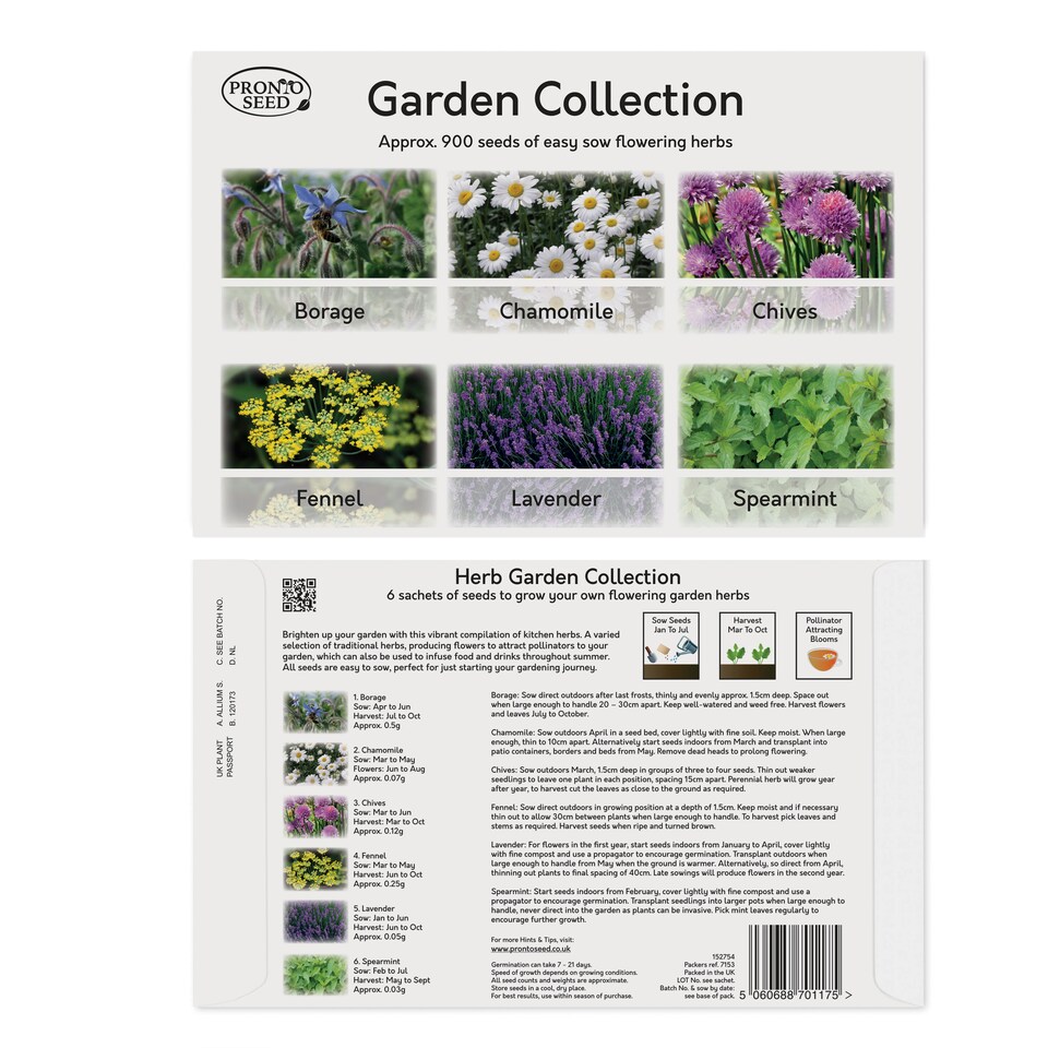 image 1 of Pronto Seed Herb Seeds Bumper Pack – 24 Culinary Herb Varieties, Over 2,600 Seeds for Kitchen & Garden Growing