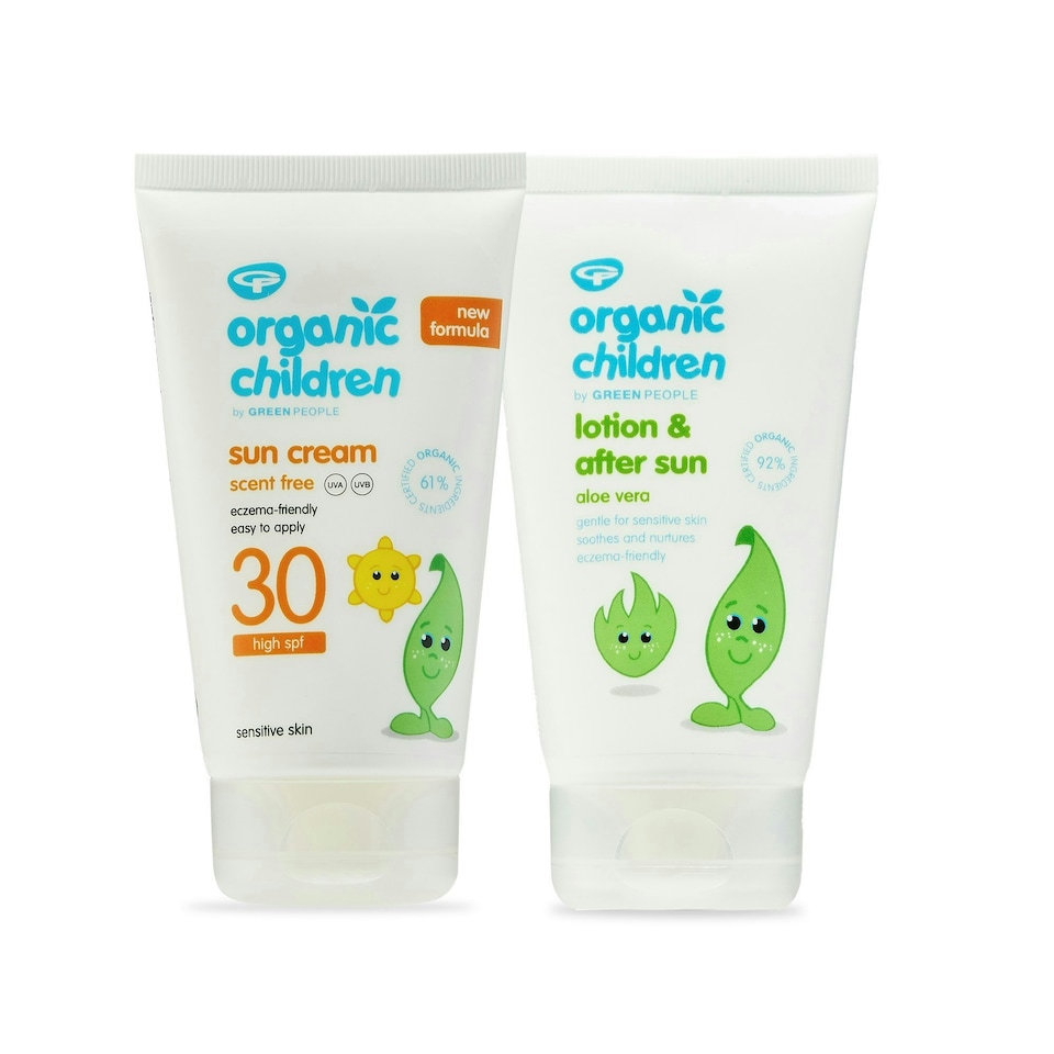 image 1 of Green People Organic Children Sun Cream SPF30 + After Sun - Natural, Organic Sunscreen for Kids - Easy to Apply - Vegan & Cruelty Free - 2x150ml