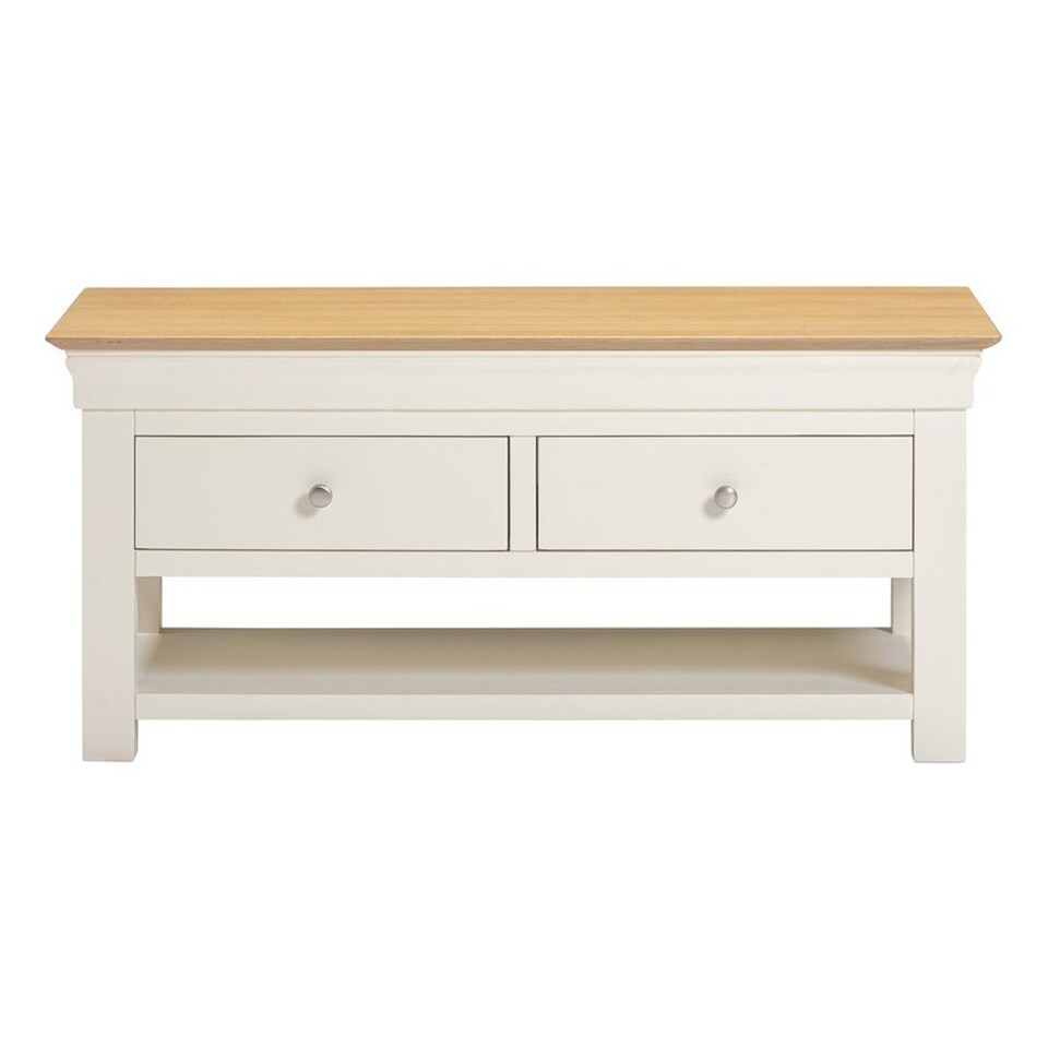 image 1 of Bordeaux Indoor 2 Drawer Coffee Table - L60 x W110 x H50 cm - Ivory - Oak