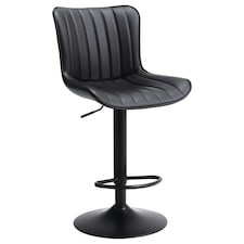 Living and Home Set of 2 Gas Lift Faux Leather Bar Stool - Black