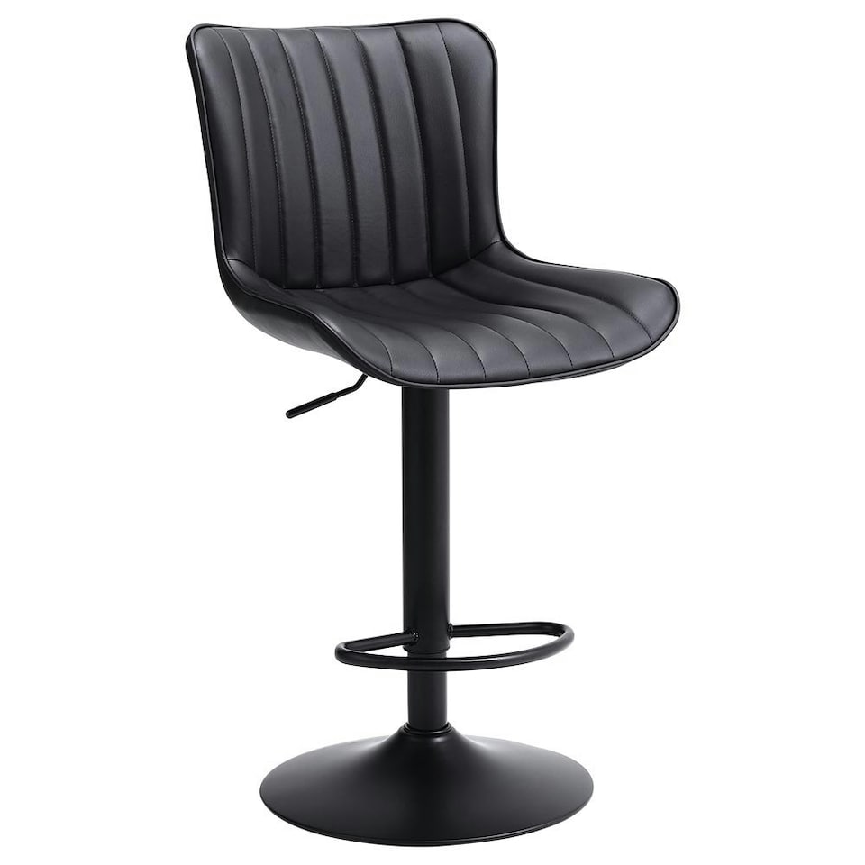 image 1 of Living and Home Set of 2 Gas Lift Faux Leather Bar Stool - Black