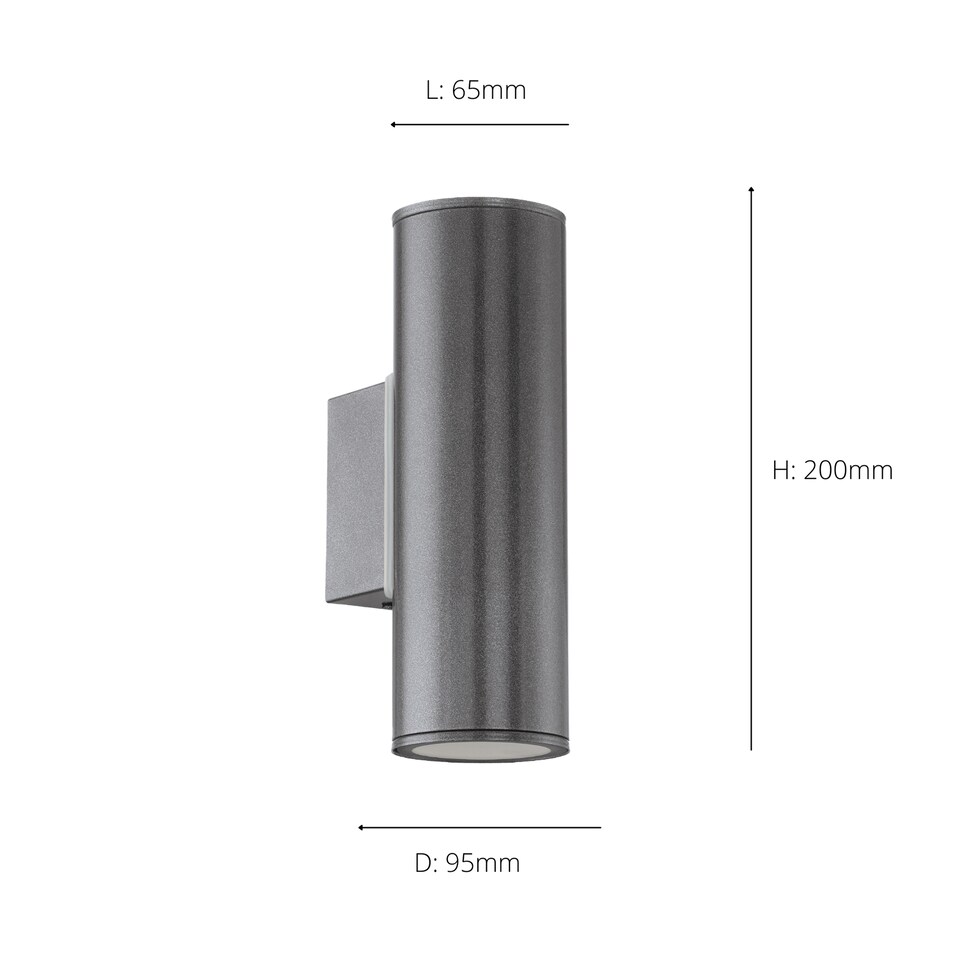 image 1 of EGLO Riga Dual LED Up/Down Exterior Wall Light Anthracite