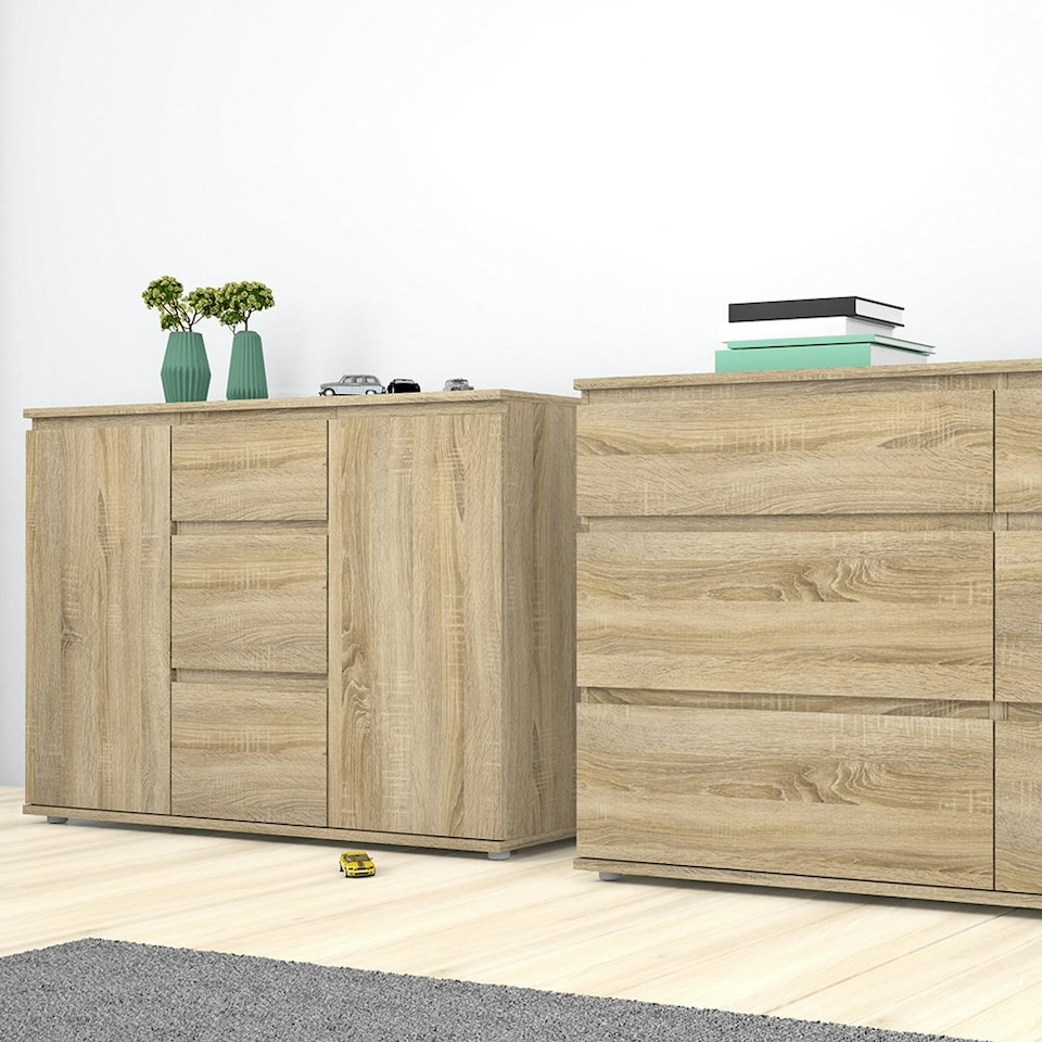 image 1 of Nova Sideboard 3 Drawers 2 Doors in Oak