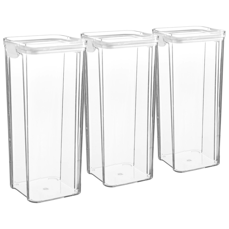 image 1 of Argon Tableware Food Storage Containers - 1.8 Litre - White - Pack of 3 - Resuable Container Meal Prep Container Tub Tupperware Airtight Lid