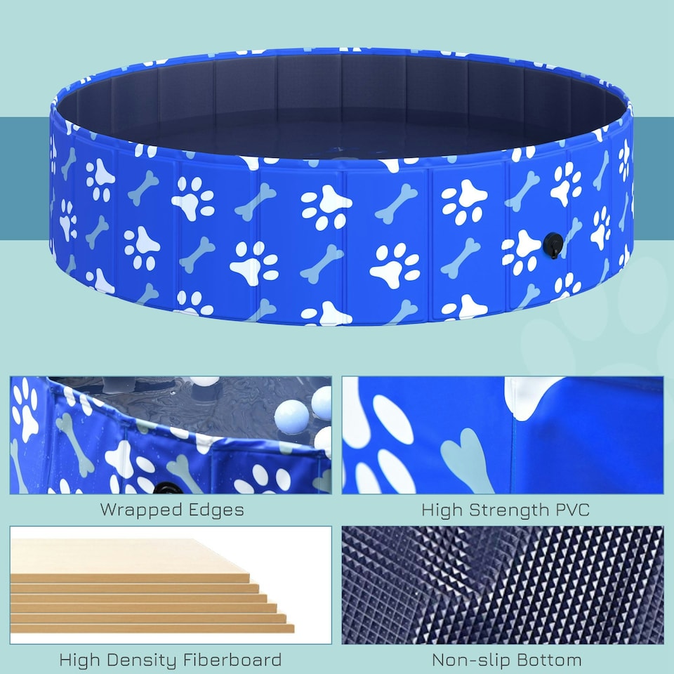 image 1 of PawHut Dog Swimming Pool Foldable Pet Bathing Shower Tub Padding Pool Φ120cm L