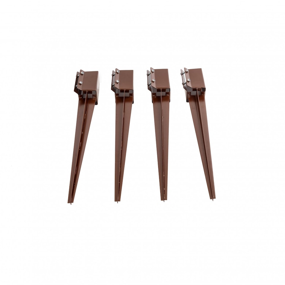 image 1 of 4x Heavy Duty Drive Down Fence Post Anchor Spike Grip Holder - 75 x 750mm | Brown | 4