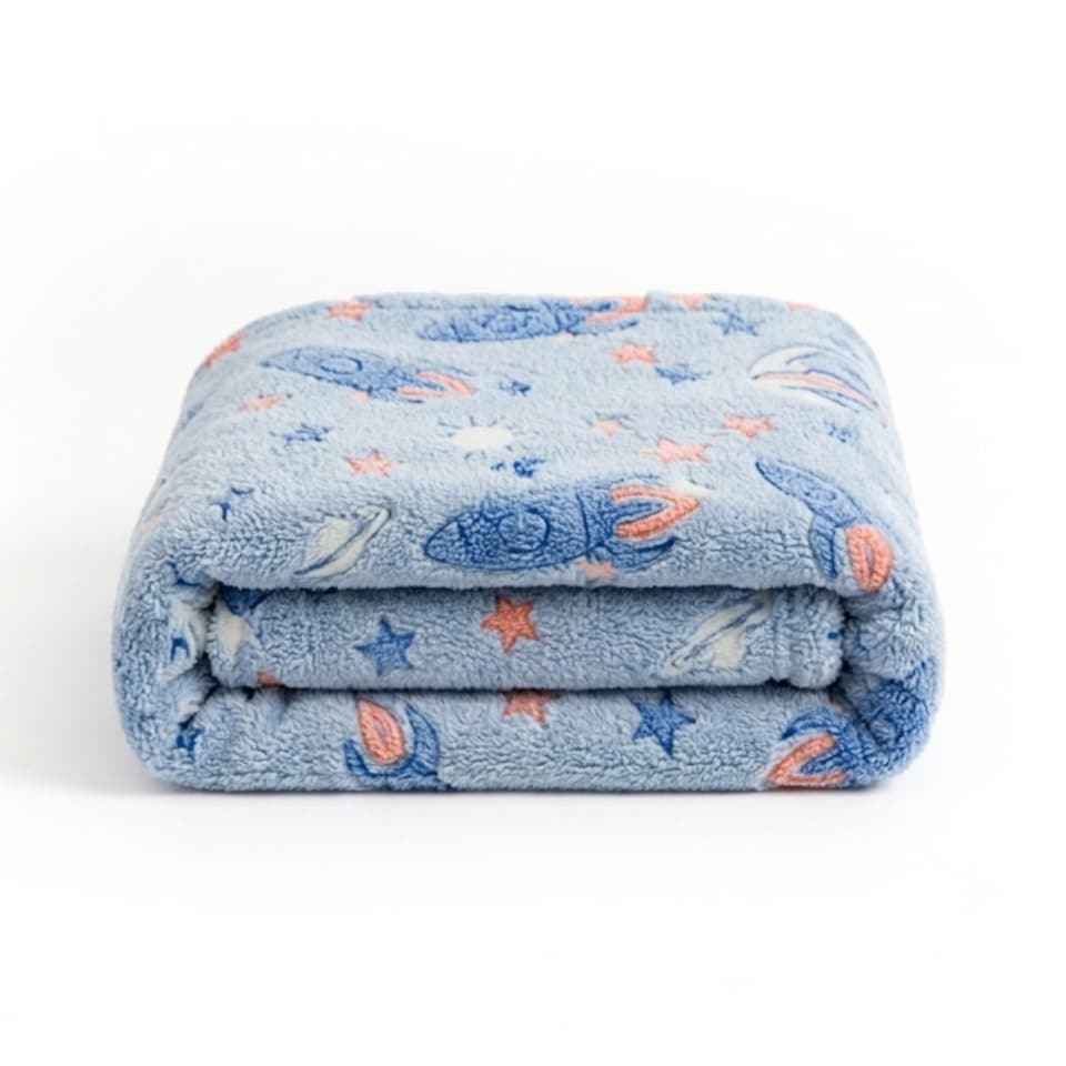 image 1 of Glow in the Dark Outerspace Blanket Soft Galaxy Night Sky Throw for Kids 100x150cm | Multi